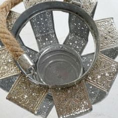 DKD Home Decor Svečnik DKD Home Decor 21 x 21 x 23 cm Srebrna kovinska vrv Arab