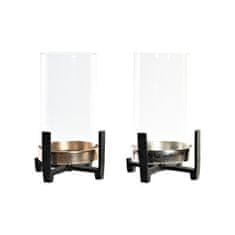 DKD Home Decor Svečnik DKD Home Decor 15 x 15 x 28 cm Champagne Crystal Silver Black Aluminium (2 enote) (2 unidades)