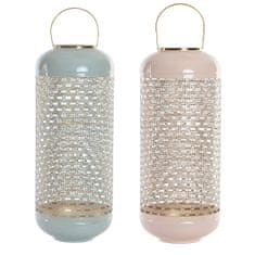 DKD Home Decor Svečnik DKD Home Decor 24 x 24 x 60 cm 24 x 24 x 71 cm Modro roza aluminij (2 enoti)