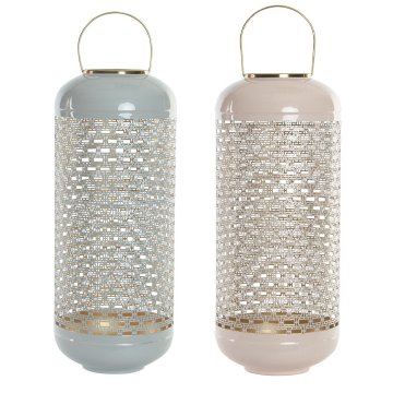 DKD Home Decor Svečnik DKD Home Decor 24 x 24 x 60 cm 24 x 24 x 71 cm Modro roza aluminij (2 enoti)