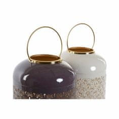 DKD Home Decor Svečnik DKD Home Decor Beige Aluminium 24 x 24 x 57 cm Light mauve (2 enoti)