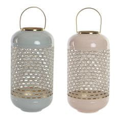 DKD Home Decor Svečnik DKD Home Decor 24 x 24 x 46 cm Modro roza aluminij 24 x 24 x 56 cm (2 enoti)