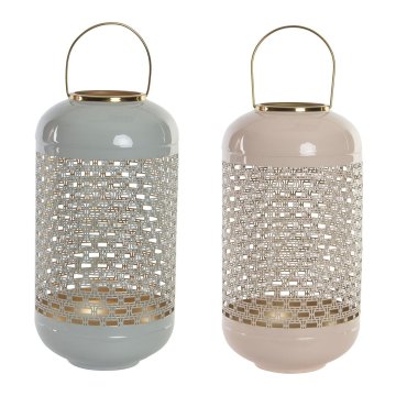 DKD Home Decor Svečnik DKD Home Decor 24 x 24 x 46 cm Modro roza aluminij 24 x 24 x 56 cm (2 enoti)