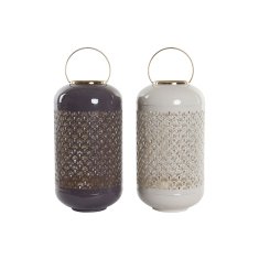 DKD Home Decor Svečnik DKD Home Decor Beige Aluminium 24 x 24 x 57 cm Light mauve (2 enoti)