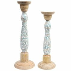 DKD Home Decor Svečnik DKD Home Decor Kovina Mango les (17 x 17 x 52,5 cm) (2 kosa)