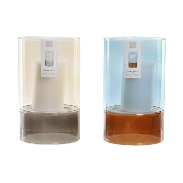 DKD Home Decor Svečnik DKD Home Decor Crystal Bicoloured Wax 13 x 13 x 21 cm (2 enoti)