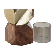 DKD Home Decor Svečnik DKD Home Decor 10 x 10 x 40,5 cm kristalno zlato rjava aluminij mangov les