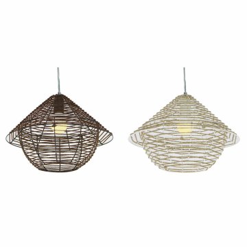 DKD Home Decor Stropna luč DKD Home Decor Bela rjava črna Naravna kovinska vrv Plastika 50 W 220 V Urban 38 x 38 x 27 cm (2 enoti)