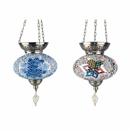 DKD Home Decor Stropna svetilka DKD Home Decor 25 x 25 x 49 cm Crystal Metal Multicolor 25 x 25 x 40 cm 50 W (2 enoti)