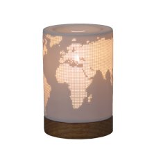 Versa Namizna svetilka Svetovni zemljevid Leseni porcelan