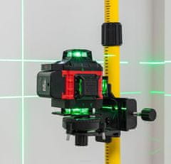 RED TECHNIC Aku. LCD 4D 16 linijski zeleni gradbeni laserski nivelir 2x 3500mAh + daljinec