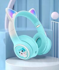 Hitelektro Aku. LED RGB brezžične igralne slušalke z mačjimi ušesi + mikrofon