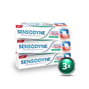  Sensodyne Sensitivity&Gum zobna pasta, 3x75 ml