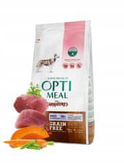 OptiMeal GRAIN FREE popolna suha hrana brez žit za odrasle pse vseh pasem - raca in zelenjava 10 kg