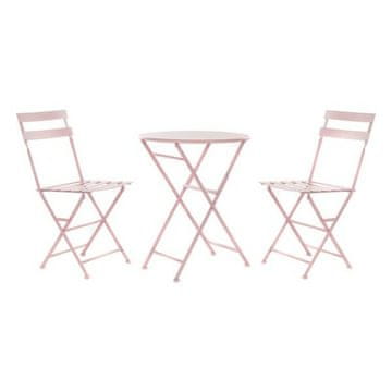 DKD Home Decor Garnitura mize z 2 stoloma DKD Home Decor MB-177410 Pink 60 x 60 x 75 cm (3 kosi)