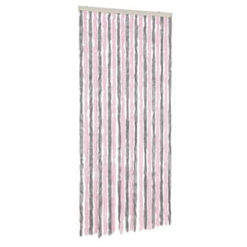 Vidaxl Zavesa proti mrčesu srebrno siva in roza 100x220 cm šenilja