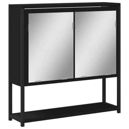 Vidaxl Kopalniška omarica z ogledalom črna 60x16x60 cm iverna plošča