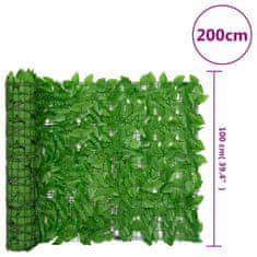 Greatstore Balkonsko platno z zelenim listjem 200x100 cm