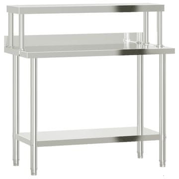 Vidaxl Kuhinjska delovna miza s polico 110x55x120 cm nerjaveče jeklo