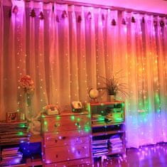 Netscroll 2x Svetlobna zavesa s 300 barvnimi LED lučkami, 8 načinov utripanja, daljinec za nadzor svetlosti in časovnika, vodoodporna za zunanjo in notranjo uporabo, za zabave, ColorfulCurtain