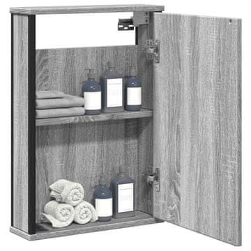 Vidaxl vidaXL Kopalniška omarica z ogledalom, siva, hrast sonoma, 42x12x60 cm