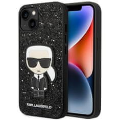 Karl Lagerfeld Ovitek Karl Lagerfeld za Apple iPhone 14 - Black Glitter Flakes Ikonik