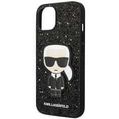 Karl Lagerfeld Ovitek Karl Lagerfeld za Apple iPhone 14 - Black Glitter Flakes Ikonik