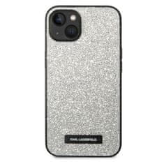 Karl Lagerfeld Ovitek Karl Lagerfeld za Apple iPhone 14 - Silver Glitter Plaque Logo