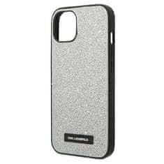 Karl Lagerfeld Ovitek Karl Lagerfeld za Apple iPhone 14 - Silver Glitter Plaque Logo