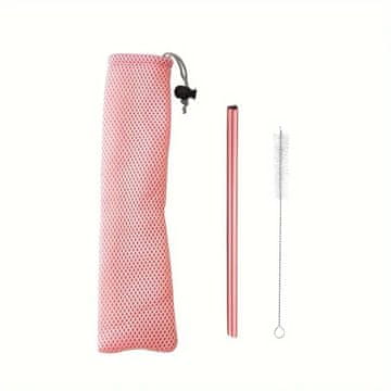 HOME & MARKER® Romantična rožnata slamica s srcem za večkratno uporabo | HEARTSTRAW