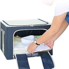 HOME & MARKER® Komplet 6 kosov: Tekstilna škatla za shranjevanje oblačil (modra z belimi pikami, 66L, zložljiva) | S6TACKBOX