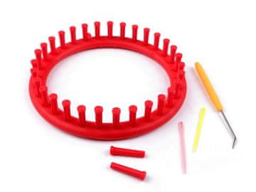 Plastični okvir za pletenje tunelov, šalov, klobukov Ø19 cm - rdeč