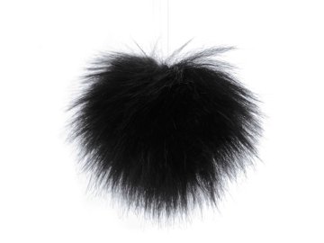 Kožuhovinasti pompom z zanko Ø8 cm - črna