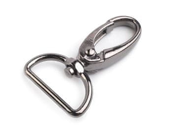 Kovinska vrtljiva karabinka, 25 mm razdalje - nikelj črna (10 kosov)