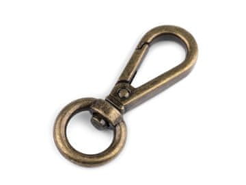 Kovinska vrtljiva karabinka, premer 12 mm - stara medenina