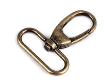 Kovinska vrtljiva karabinka, premer 38 mm - stara medenina