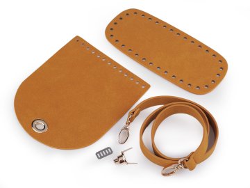 Komplet za izdelavo torbice iz brušenega eko usnja - gorčično zlato