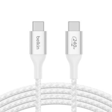 Belkin BOOST CHARGE USB-C/USB-C kabel 240W, 2 m, bel - vzdržljiv