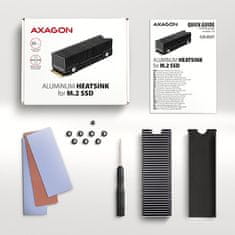 AXAGON CLR-M2XT, aluminijasto pasivno hladilno ohišje za enostranski in dvostranski SSD M.2, višina 24 mm