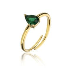 Emily Westwood Presley EWR23063G očarljiv pozlačen prstan z zelenim cirkonom
