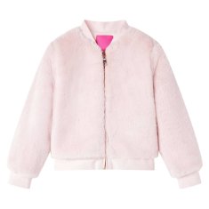 Vidaxl Otroška jakna iz umetnega krzna nežno roza 116