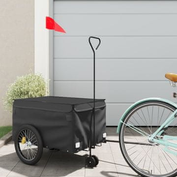 Greatstore Kolesarska prikolica črna 30 kg železo