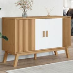Greatstore Komoda OLDEN bela in rjava 114x43x73,5 cm trdna borovina