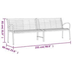 shumee Dvojna vrtna klop črna 231 cm jeklo in WPC