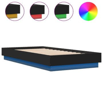 Vidaxl Posteljni okvir z LED lučkami črn 75x190 cm