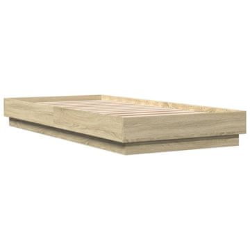 Vidaxl Posteljni okvir brez vzmetnice hrast 100x200 cm inženirski les