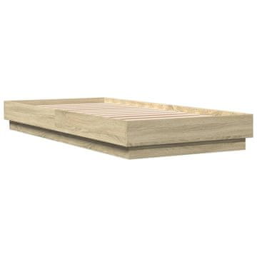 Vidaxl Posteljni okvir brez vzmetnice hrast 90x200 cm inženirski les