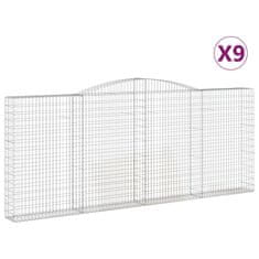 Vidaxl Obokane gabion košare 9 kosi 400x30x160/180 cm pocinkano železo