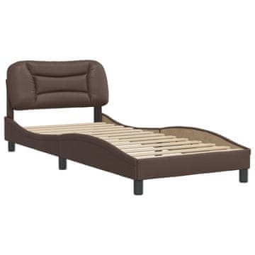 Vidaxl Posteljni okvir brez vzmetnice Hvar rjav 90x200 cm umetno usnje