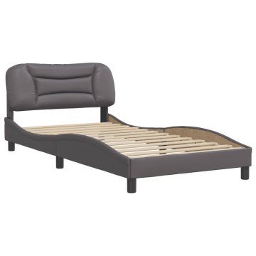 Vidaxl Posteljni okvir brez vzmetnice Hvar siv 100x200 cm umetno usnje